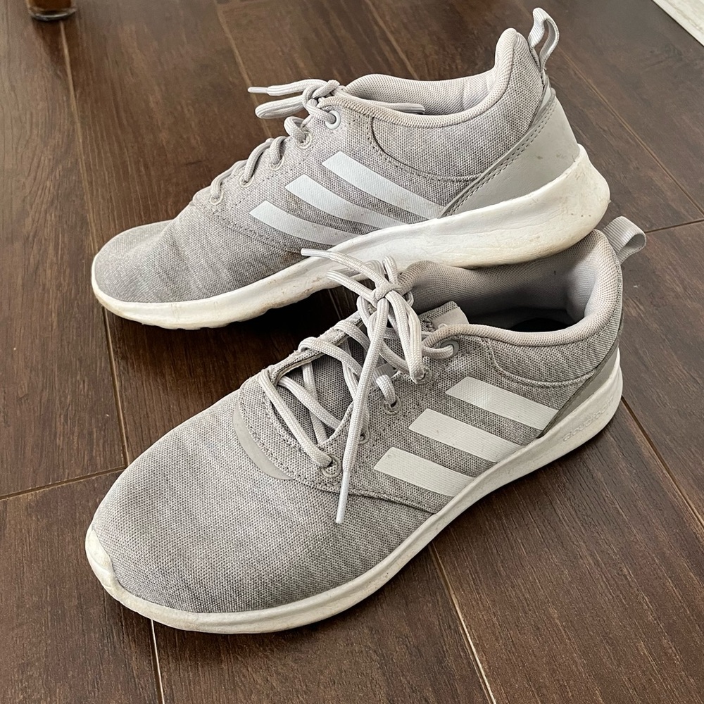 Grey Adidas cloudfoam running shoes